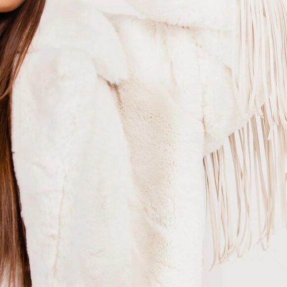 Sixth June Paris - Faux fur fringe jacket off white - M - Picture 8 of 9